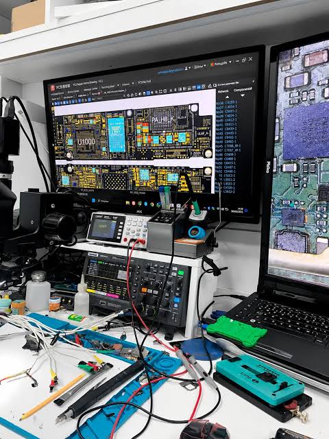 Elektronik kart incelemesi için teknik servis ekipmanı